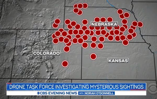 CBS Evening News Map of mystery drone sightings. - Sputnik International