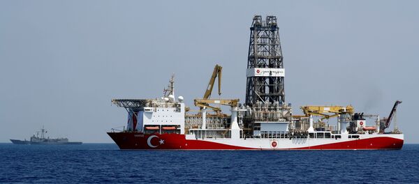 Turkish drilling vessel Yavuz is escorted by Turkish Navy frigate TCG Gemlik (F-492) in the eastern Mediterranean Sea off Cyprus, August 6, 2019 - Sputnik International