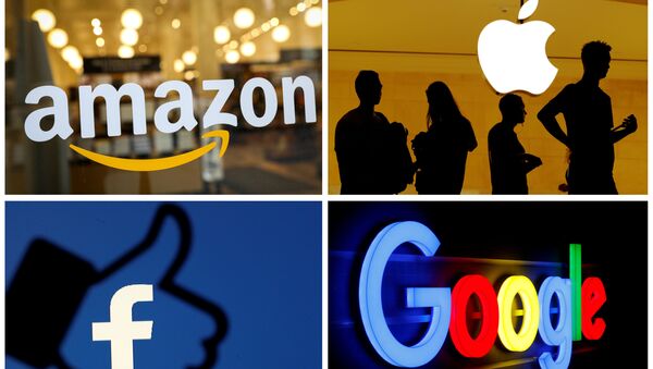 FILE PHOTO: The logos of Amazon, Apple, Facebook and Google are seen in a combination photo from Reuters files - Sputnik International