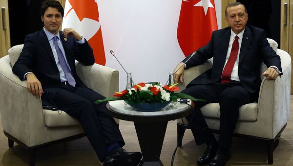Turkish President Recep Tayyip Erdogan and Canada's Prime Minister Justin Trudeau - Sputnik International