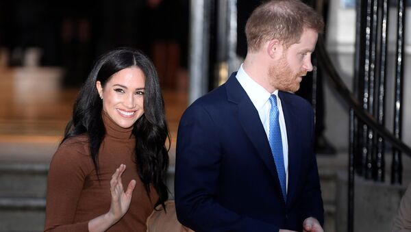  Britain's Prince Harry and his wife Meghan, Duchess of Sussex, leave Canada House in London, 7 January 2020 - Sputnik International