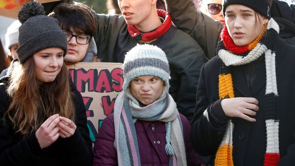 Swedish climate change activist Greta Thunberg  takes part in a climate strike protest during the 50th World Economic Forum (WEF) annual meeting in Davos - Sputnik International
