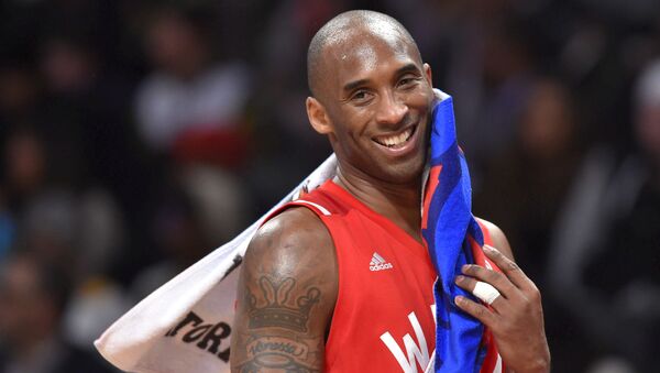 Feb 14, 2016; Toronto, Ontario, CAN; Western Conference forward Kobe Bryant of the Los Angeles Lakers (24) reacts in the second half during the NBA All Star Game at Air Canada Centre. Mandatory Credit: Bob Donnan-USA TODAY - Sputnik International