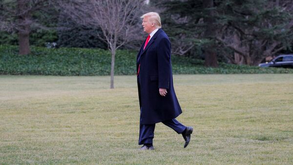 U.S. President Donald Trump Walks to a waiting Marine One helicopter as he departs for travel to New Jersey from the South Lawn of the White House in Washington, U.S. January 28, 2020.  - Sputnik International