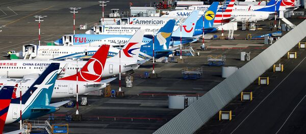 An aerial photo shows several Boeing 737 MAX airplanes grounded at Boeing Field in Seattle, Washington, U.S. March 21, 2019 An aerial photo shows several Boeing 737 MAX airplanes grounded at Boeing Field in Seattle, Washington, U.S. March 21, 2019 - Sputnik International