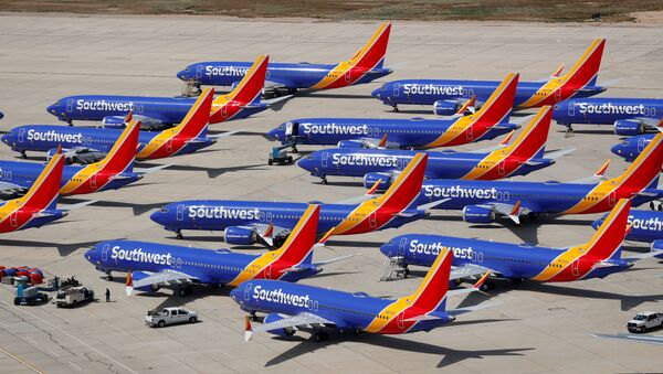 A number of grounded Southwest Airlines Boeing 737 MAX 8 aircraft are shown parked at Victorville Airport in Victorville, California - Sputnik International