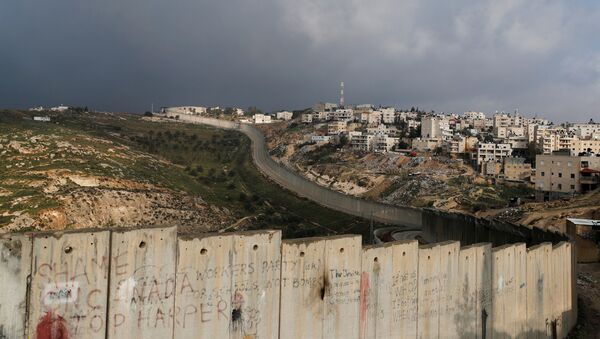 A general view picture shows the Israeli barrier running along the Palestinian town of Abu Dis in the Israeli-occupied West Bank, east of Jerusalem January 29, 2020 - Sputnik International