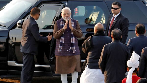 India's Prime Minister Narendra Modi arrives to attend the Beating the Retreat ceremony in New Delhi, India, January 29, 2020. - Sputnik International