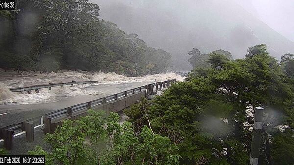 Road Partially Submerged in Floodwaters in New Zealand - Sputnik International