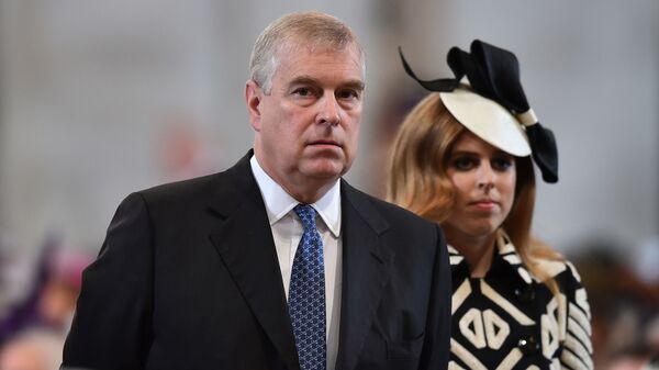 Britain's Prince Andrew and Princess Beatrice arrive for a National Service of Thanksgiving to mark the 90th birthday of Britain's Queen Elizabeth II at St Paul's Cathedral in London, Friday, June 10, 2016. - Sputnik International