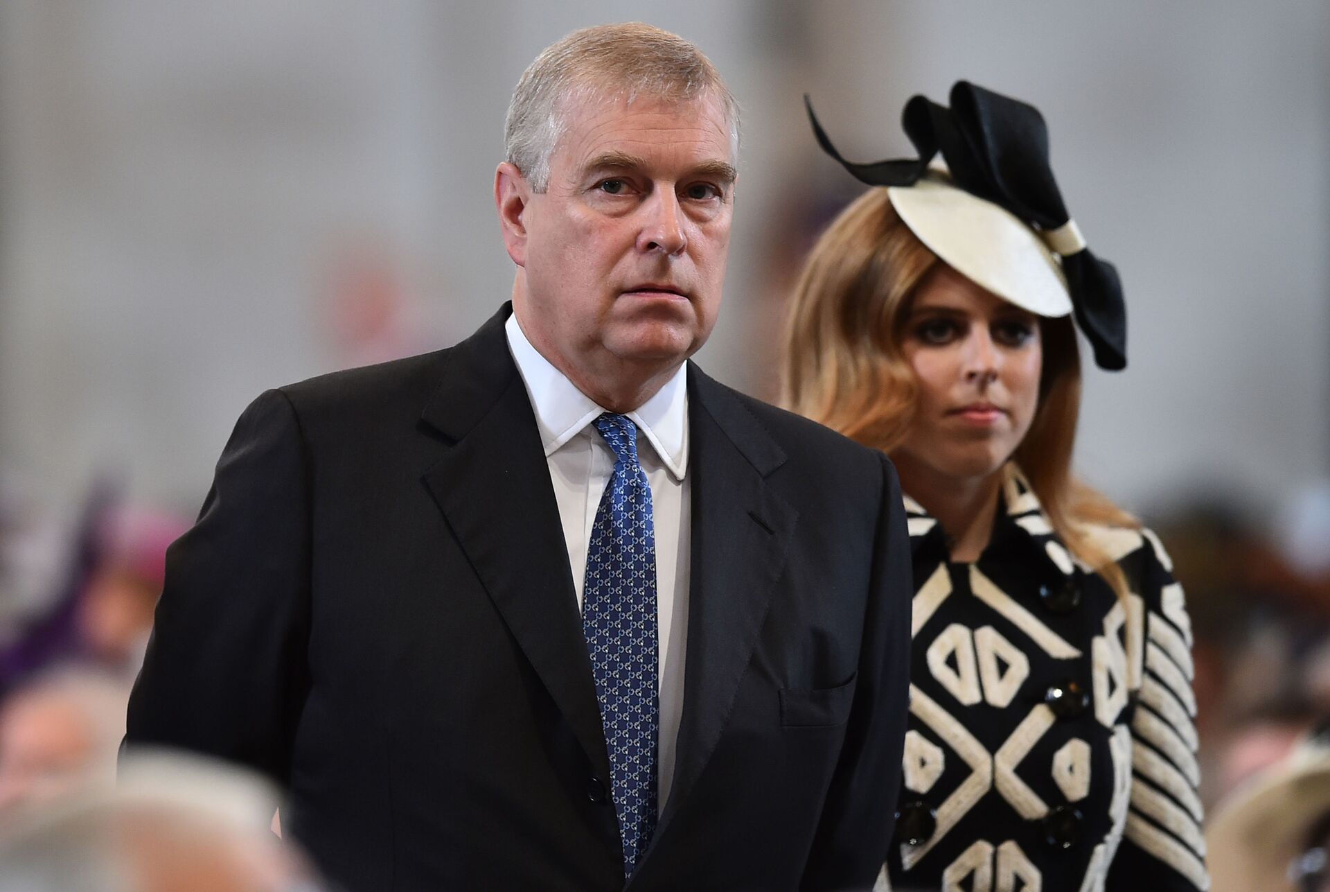 Britain's Prince Andrew and Princess Beatrice arrive for a National Service of Thanksgiving to mark the 90th birthday of Britain's Queen Elizabeth II at St Paul's Cathedral in London, Friday, June 10, 2016. - Sputnik International, 1920, 11.06.2022