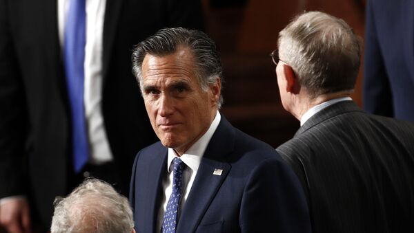Sen. Mitt Romney, R-Utah, arrives before President Donald Trump delivers his State of the Union address to a joint session of Congress on Capitol Hill in Washington, Tuesday, Feb. 4, 2020. - Sputnik International