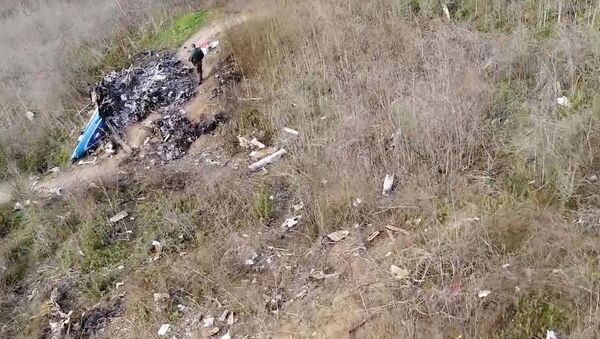 The site of the helicopter crash that killed Kobe Bryant and eight others is seen in a screen grab from drone footage taken in Calabasas, California, U.S. January 27, 2020 and released by the National Transportation Safety Board - Sputnik International