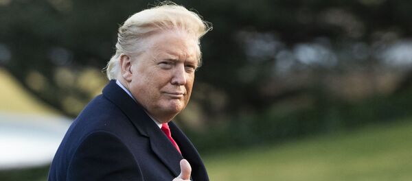 President Donald Trump gestures as he arrives back to the White House, Friday, Feb. 7, 2020, in Washington, from a trip in Charlotte, N.C.  - Sputnik International