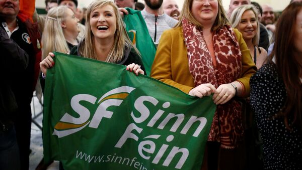 Sinn Fein supporters react after exit polls were announced in Ireland's national election - Sputnik International