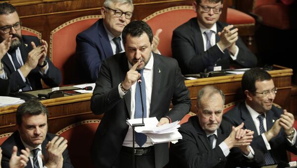 Opposition leader Matteo Salvini speaks at the end of the debate at the Italian Senate on whether to allow him to be prosecuted - Sputnik International