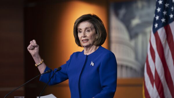 Speaker of the House Nancy Pelosi, D-Calif., talks to reporters just before the House vote to remove the deadline for ratification of the Equal Rights Amendment, on Capitol Hill in Washington, Thursday, 13 February 2020 - Sputnik International