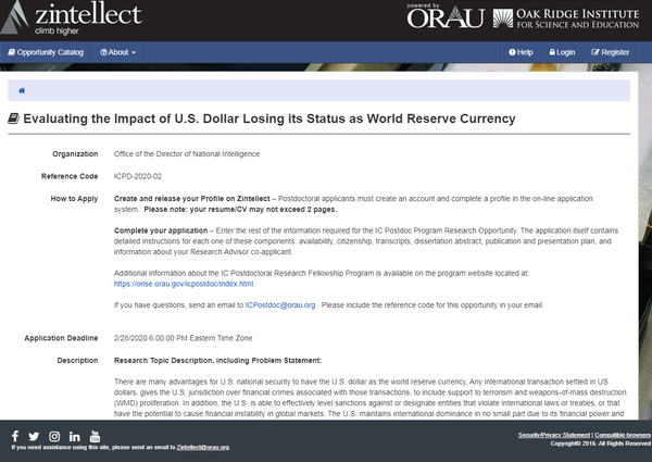 Convinced the Dollar-Based Global Financial Order May Soon Collapse? US Intel May Have a Job for You Convinced the Dollar-Based Global Financial Order May Soon Collapse? US Intel May Have a Job for You - Sputnik International