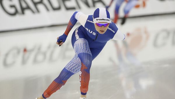 Russia's Natalia Voronina competes during the women's 3,000 meters at the world single distances speedskating championships - Sputnik International