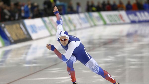 Russia's Pavel Kulizhnikov competes in the men's 500 meters during the world single distances speedskating championships - Sputnik International