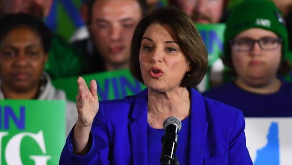 U.S. Democratic presidential candidate Senator Amy Klobuchar speaks to supporters at her New Hampshire primary night rally in Concord, New Hampshire, U.S.  February 11, 2020. - Sputnik International