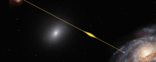 Artist’s impression of a fast radio burst FRB 181112 traveling through space and reaching Earth. Artist’s impression of a fast radio burst FRB 181112 traveling through space and reaching Earth. - Sputnik International