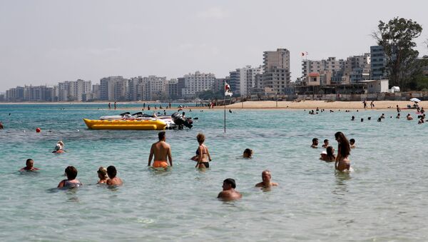  Varosha, an area fenced off by the Turkish military since the 1974 division of Cyprus, is seen from a beach in Famagusta, Cyprus, August 5, 2019 - Sputnik International
