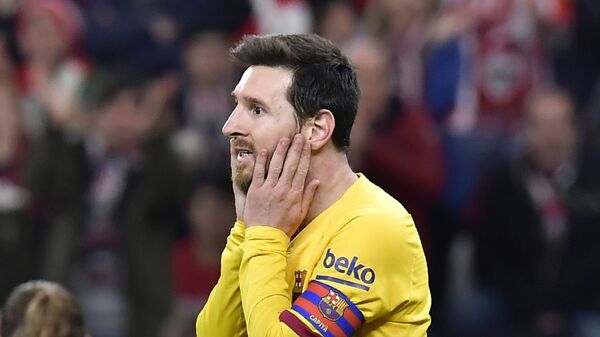Barcelona's Lionel Messi reacts after a missed scoring opportunity during the Spanish Copa del Rey - Sputnik International