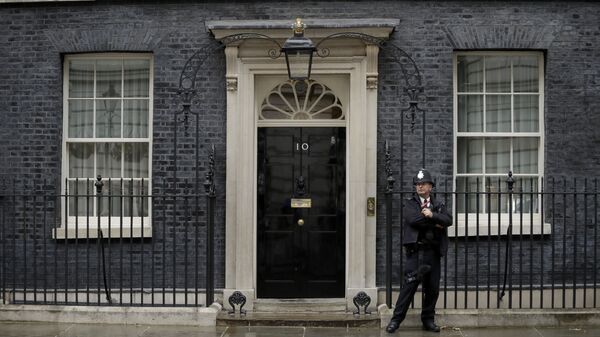 A police officer stands guard outside the door of 10 Downing Street in London, Friday, June 7, 2019 - Sputnik International