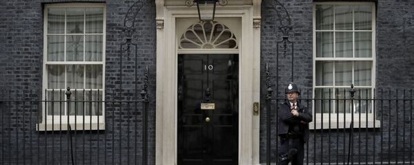A police officer stands guard outside the door of 10 Downing Street in London, Friday, June 7, 2019 - Sputnik International