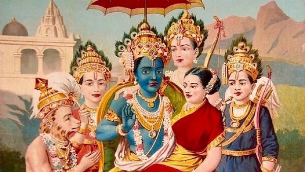  Rama and Sita, with Hanuman, and Rama's three brothers Lakshmana, Bharata, and Shatrughna - Sputnik International