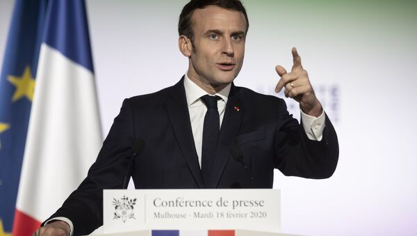 French President Emmanuel Macron, delivers a speech during a press conference a part of his visit in Mulhouse - Sputnik International