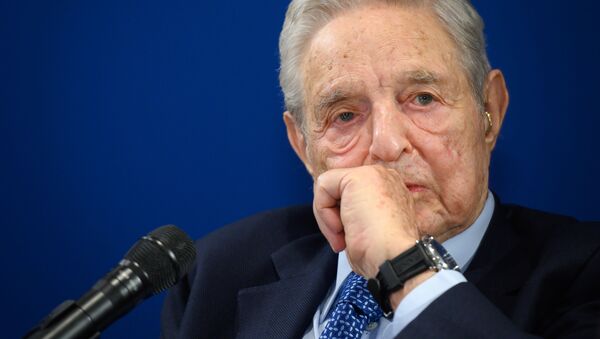 Hungarian-born US investor and philanthropist George Soros looks on during a speech on the sidelines of the World Economic Forum (WEF) annual meeting, on 23 January 2020 in Davos, Switzerland - Sputnik International