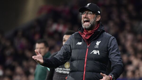 Liverpool's German manager Jurgen Klopp gestures during the UEFA Champions League, round of 16, first leg football match between Club Atletico de Madrid and Liverpool FC at the Wanda Metropolitano stadium in Madrid on February 18, 2020 - Sputnik International