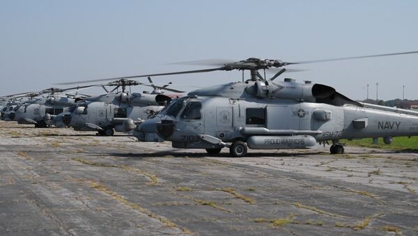 Navy MH-60R Helicopters from Naval Air Station Jacksonville and Naval Station Mayport return home after evacuating to Maxwell Air Force Base, Alabama, in advance of Hurricane Dorian Sept. 5, 2019 - Sputnik International