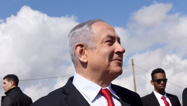 Israeli Prime Minister Benjamin Netanyahu near the Israeli settlement of Har Homa - Sputnik International