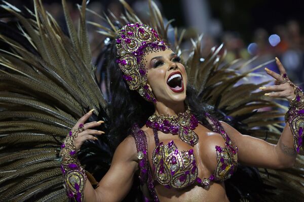 A Reveller from Barroca Zona Sul samba school performs during the first night of the Carnival parade at the Sambadrome in Sao Paulo, Brazil, February 21, 2020. - Sputnik International