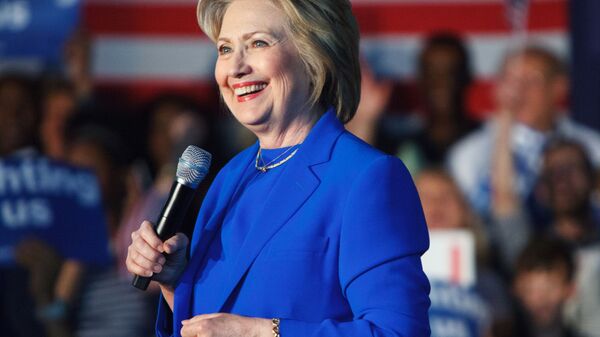 Hillary Clinton, then-Democratic presidential candidate, speaking at a campaign rally in Louisville, Kentucky in May 2016. - Sputnik International