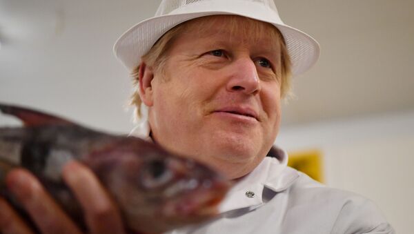 Boris Johnson at Grimsby Fish Market - Sputnik International