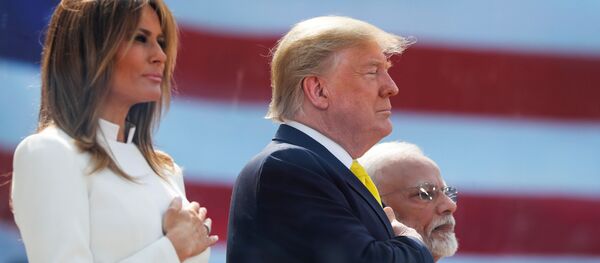 U.S. President Donald Trump and first lady Melania Trump attend the Namaste Trump event with Indian Prime Minister Narendra Modi - Sputnik International
