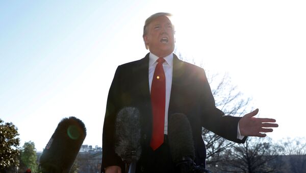 US President Donald Trump speaks to the media on the South Lawn of the White House in Washington, U.S., before his departure to India, February 23, 2020.  - Sputnik International