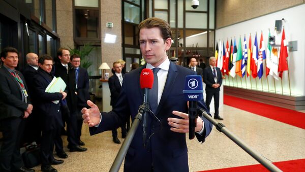 Austria's Chancellor Sebastian Kurz talks to the media after the second day of the European Union leaders summit held to discuss the EU's long-term budget for 2021-2027, in Brussels, Belgium, February 21, 2020 - Sputnik International