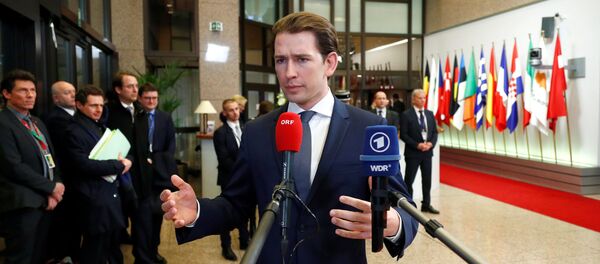 Austria's Chancellor Sebastian Kurz talks to the media after the second day of the European Union leaders summit held to discuss the EU's long-term budget for 2021-2027, in Brussels, Belgium, February 21, 2020 Austria's Chancellor Sebastian Kurz talks to the media after the second day of the European Union leaders summit held to discuss the EU's long-term budget for 2021-2027, in Brussels, Belgium, February 21, 2020 - Sputnik International