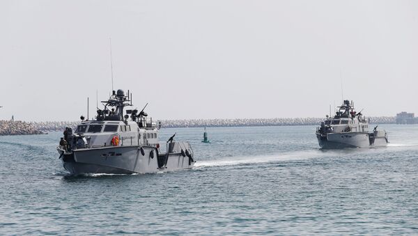 U.S. Navy patrol boats arrive at Saudi Royal Navy, Eastern Fleet Headquarters, during mixed maritime exercise in Jubail, Saudi Arabia, February 23, 2020 - Sputnik International