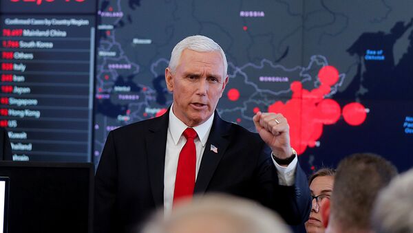 US Vice President Mike Pence speaks during a tour of the secretary's operation center following a coronavirus task force meeting at the Department of Health and Human Services (HHS) in Washington, US, 27 February 2020. - Sputnik International