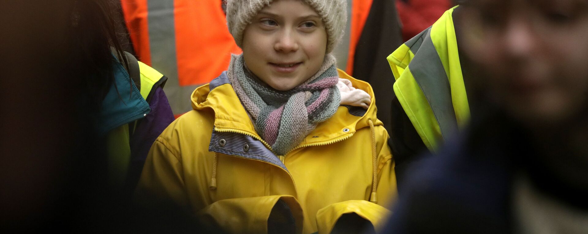 Climate activist Greta Thunberg, from Sweden marches with other demonstrators as she participates in a school strike climate protest in Bristol, south west England, Friday, Feb. 28, 2020. - Sputnik International, 1920, 24.04.2021