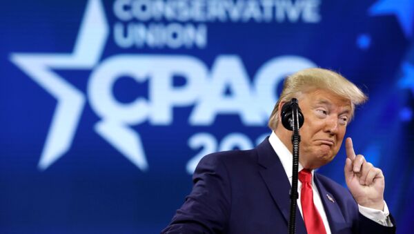 U.S. President Donald Trump addresses the Conservative Political Action Conference (CPAC) annual meeting at National Harbor in Oxon Hill, Maryland, U.S., February 29, 2020. - Sputnik International