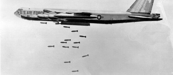 A U.S. Air Force B-52 delivers a bomb load of more than 38,000 pounds during the Vietnam War. A U.S. Air Force B-52 delivers a bomb load of more than 38,000 pounds during the Vietnam War. - Sputnik International