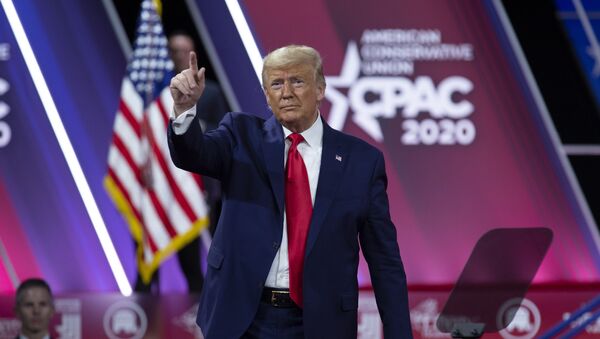 President Donald Trump greets the crowd after speaking at Conservative Political Action Conference, CPAC 2020, at the National Harbor, in Oxon Hill, Md., Saturday, Feb. 29, 2020. - Sputnik International