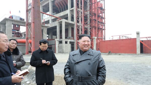 North Korean leader Kim Jong Un (R) visiting the construction site of the Sunchon phosphatic fertiliser factory in South Pyongan province - Sputnik International